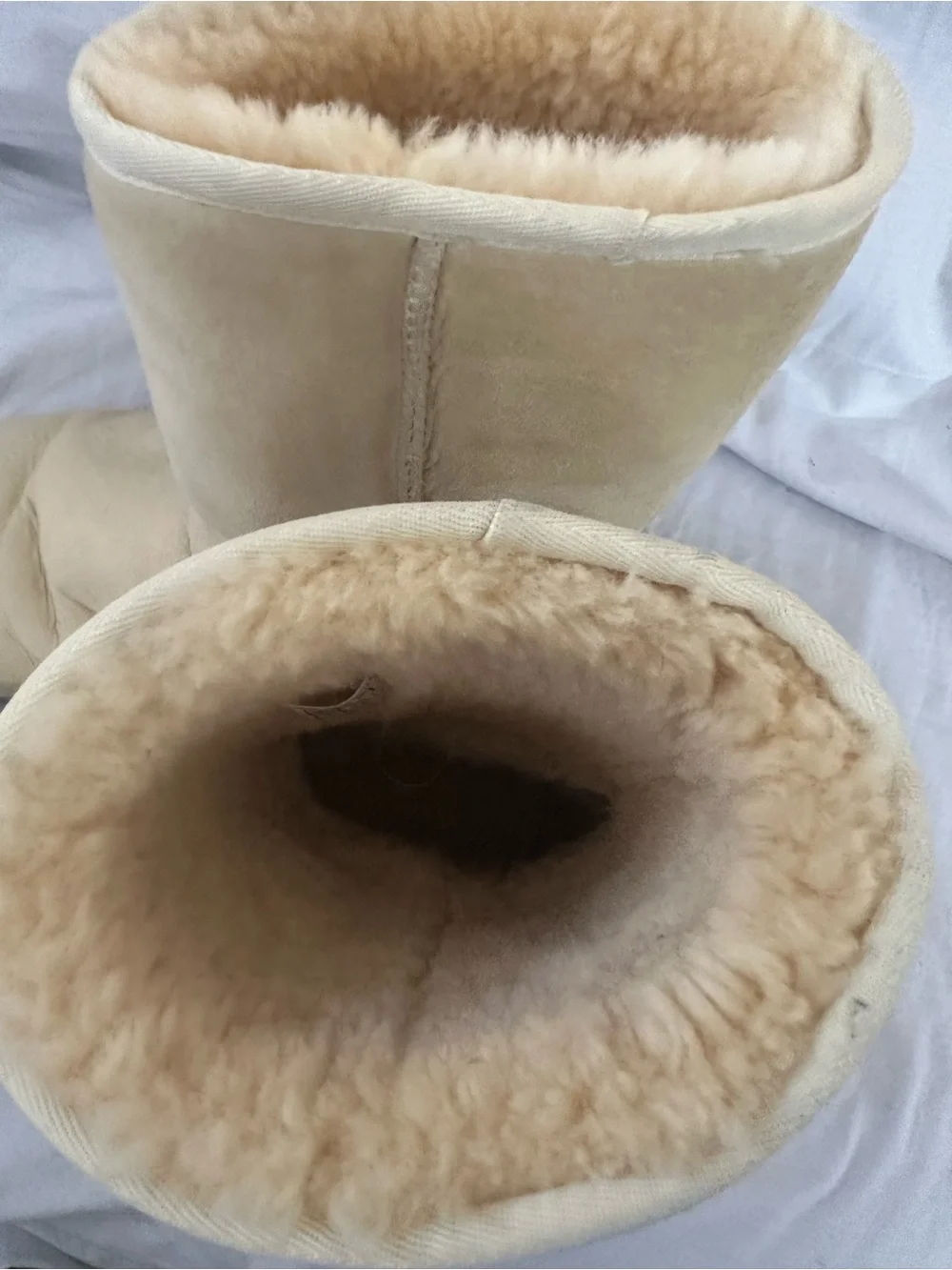 UGG Women's Short Shearling Suede Boots in Cream